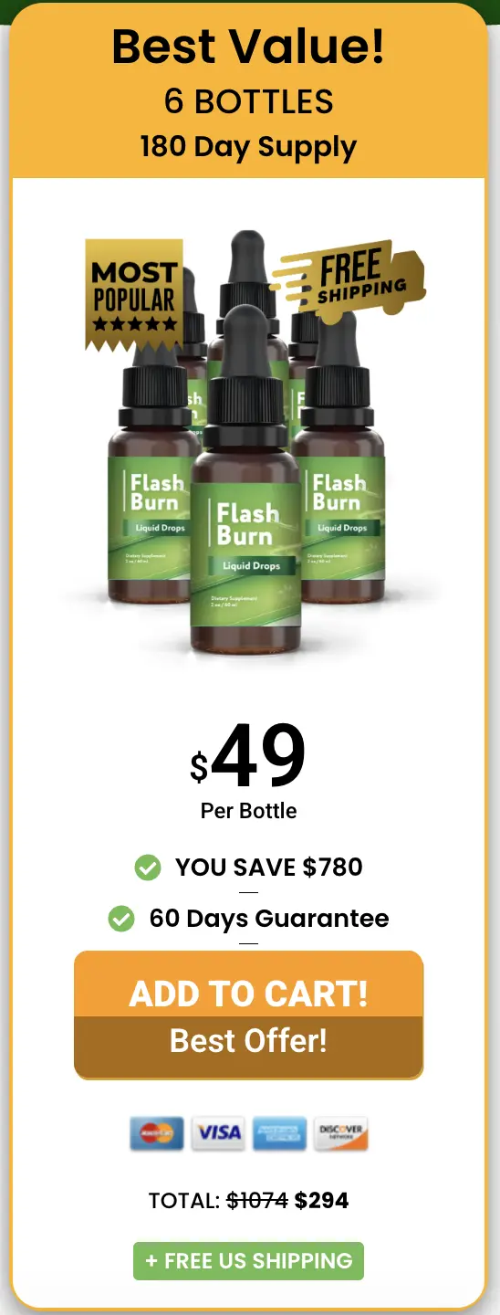 Buy Flash Burn 6 bottles &mdash; best value pack fat burning liquid